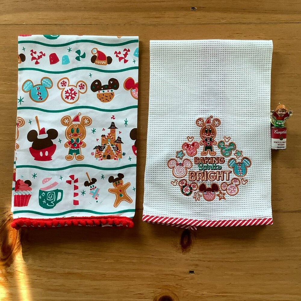 Disney Holiday Decorative Hand Towels, New, & Keepsake Campbells Soup Ornament